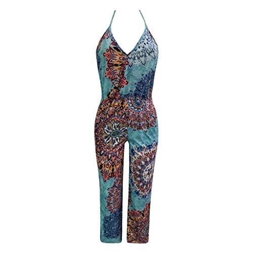 Luckycat Monos Estampados de Girasol Mujer Sexy Largos Jumpsuit Chic Mono sin Mangas de Floral Impresión Elegante Playsuit Anchos Boho Pantalones de Fiesta Bodysuit Mono Pijamas Otoño