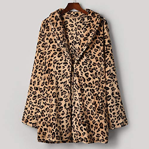 Luckycat Mujer Liquidación de la Venta de Las Espesa cálido Invierno Manga Larga Sudadera con Capucha Damas Estampado de Leopardo cárdigans Jersey Puente de la Chaqueta de Cuello abatible