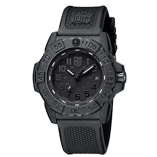 Luminox new NavySEAL carbon compound 3500 series Watch with carbon compound Case Black|Black Dial and PU Black Strap XS.3501.BO