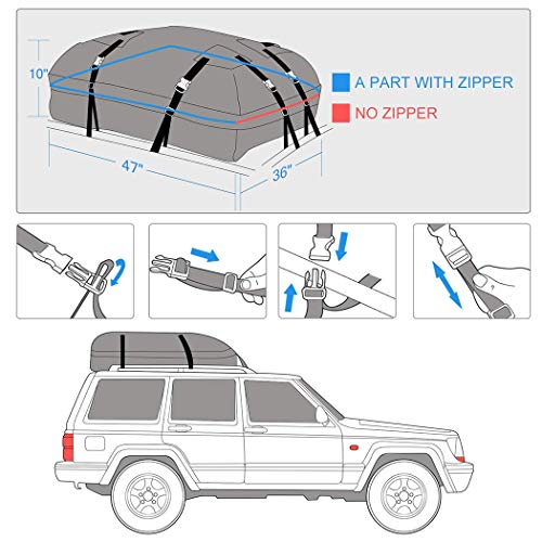 LUVODI Cofre Techo de Coche, Portaequipajes Universal Techo Plegable de PVC, Cofre Techo de Coche Impermeable para Transporte Viajes 425 L