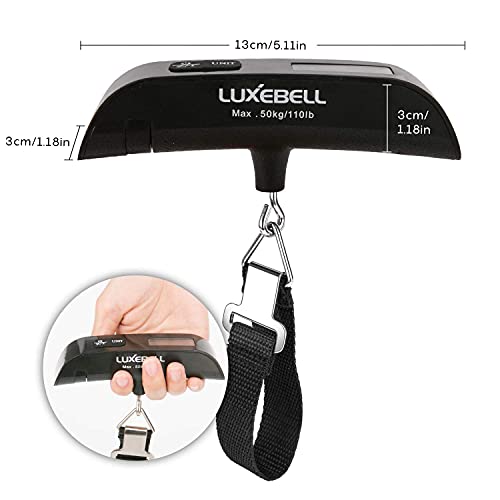 Luxebell Básculas para Equipaje Báscula Digital 50kg Balanza de Retroiluminación de LCD de Sensor de Temperatura con la Batería para Equipaje Viaje