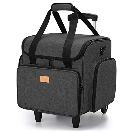 Luxja Bolsa para Máquinas de Coser con Trolley desmontable, Maletas de Transporte para Máquinas de Coser y Accesorios (Solo Bolsa), Negro