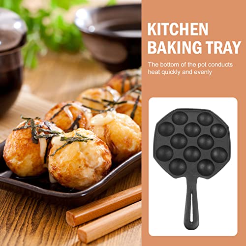 Luxshiny Takoyaki Pan Agujeros de Hierro Antiadherente Pan Pan Sartén Octopus Carne Ball Codorniz Huevo Molde Horneado Bandeja Freír Olote