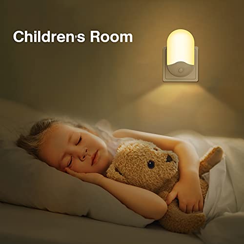 Luz Nocturna Infantil [2 piezas] Luz Calida LED Noche para bebés con Sensor Crepuscular 3 Modos (Auto/ON/OFF) Luz Quitamiedos Infantil para Habitaciones de Niños,Dormitorio,Garajes, Baños