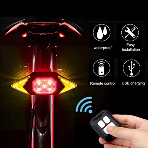 Luz trasera de bicicleta con intermitentes, luz trasera recargable USB, luz trasera roja intermitente para bicicleta, luz trasera LED para portaequipajes, función de luz de estacionamiento, luz