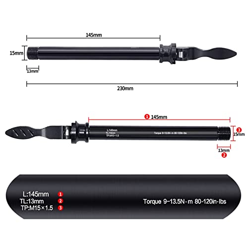 LvTu Bicicleta MTB Eje pasante Eje del buje Delantero Brochetas 15X145 Tenedor Frontal Eje pasante Liberación rápida M15x1.5 (Size : 1 PCS)