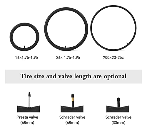 LXRZLS Un neumático de Bicicleta Plegable de Bicicleta Neumático de la Bici de la Bici de la Bicicleta Tubos Interiores Schrader/Presa Bicycle Neum The neumble Válvula 700C / 26 '' / 16 '' (Color: 2