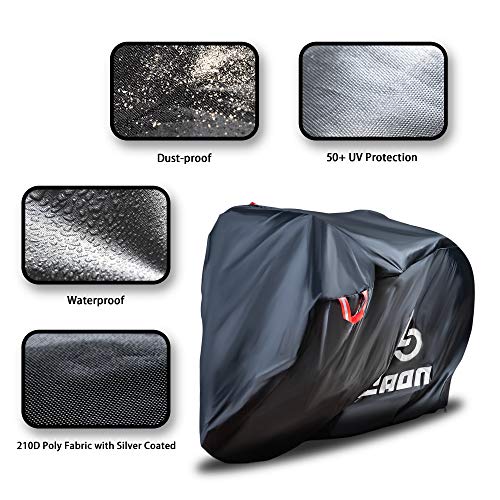 LYCAON Fundas para Bicicletas, 210D Poly Fabric UV Protection Impermeable Anti Dust Bike Rain Cover para Bicicletas de Carretera de Montaña, con Bolsa de Almacenamiento (For 26'' Bike/Negro)