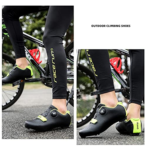 LZQpearl Zapatillas De Ciclismo, Zapatillas De Bicicleta De Montaña Y Carretera con Suela De Goma, Zapatillas De Bicicleta Sin Bloqueo con Sistema De Cordones De Rotación Rápida (Black,36)