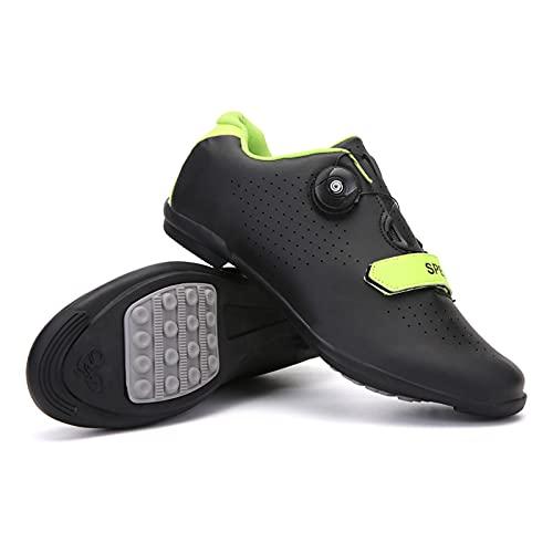 LZQpearl Zapatillas De Ciclismo, Zapatillas De Bicicleta De Montaña Y Carretera con Suela De Goma, Zapatillas De Bicicleta Sin Bloqueo con Sistema De Cordones De Rotación Rápida (Black,36)