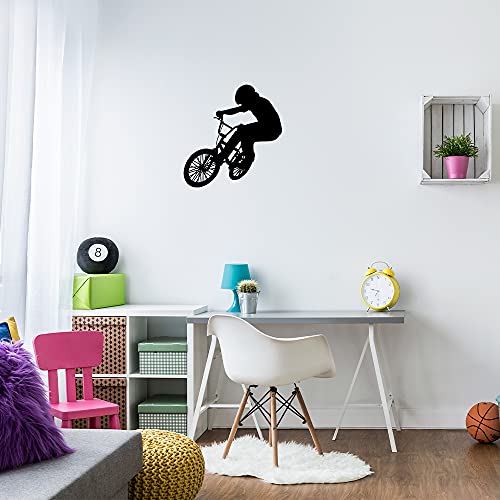 LZYMSZ Calcomanía de Pared para Bicicleta, 22.4 * 11.8'' Vinilo Bicicleta de Montaña Mural Adhesivo Deportes Extremos Arte Silueta Mural para Hombre Niños Habitación (Ciclismo)