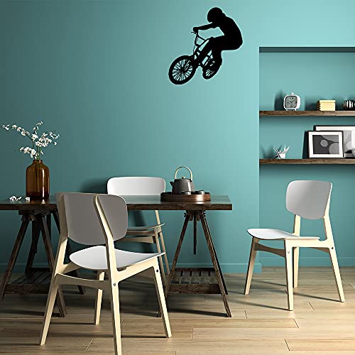 LZYMSZ Calcomanía de Pared para Bicicleta, 22.4 * 11.8'' Vinilo Bicicleta de Montaña Mural Adhesivo Deportes Extremos Arte Silueta Mural para Hombre Niños Habitación (Ciclismo)