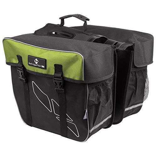 M Wave Bolsa Doble Bicicleta Amsterdam Double, Adultos Unisex, Negro/Verde