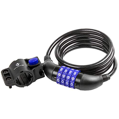 M-Wave Combinación Candado Espiral, Unisex, Negro, 1500 x 8 mm