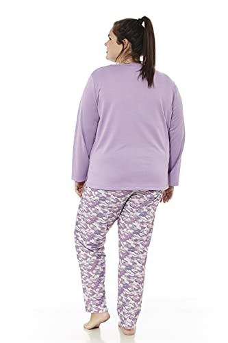 mabel intima Pijama Manga Larga y pantalón Largo Lila Adorno corazón Grande camuflajeTalla 70 50%algodón-50%poliéster