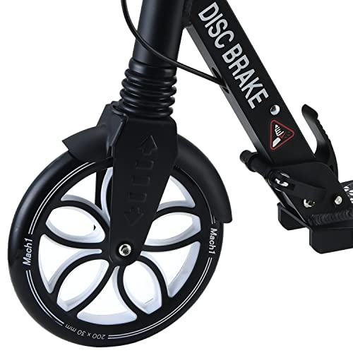 Mach1 Patinete Kick con disco de freno – aluminio City Roller grande 20 mm XXL Wheel ruedas/neumáticos para adultos y niños, plegable (XXL negro)