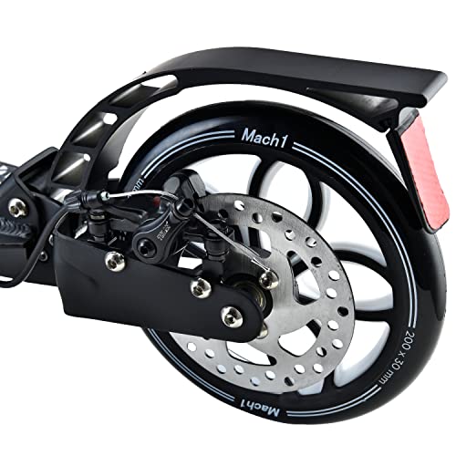 Mach1 Patinete Kick con disco de freno – aluminio City Roller grande 20 mm XXL Wheel ruedas/neumáticos para adultos y niños, plegable (XXL negro)