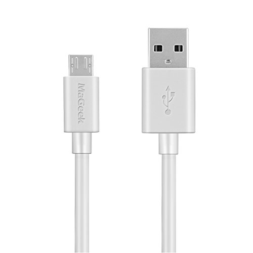 MaGeek® 3.0m Cable Micro USB Sincroniza y Carga para Samsung, HTC, Sony, Motorola, LG, Google, Nokia etc.(Blanco)
