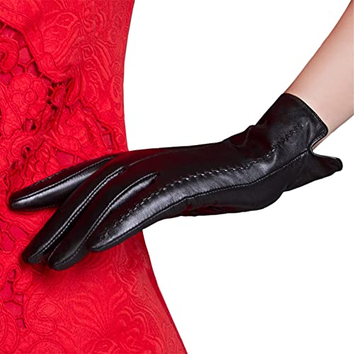 Magicoco Guantes de Invierno para Mujer Pantalla Táctil Cuero de imitaciÓN Forro Polar Térmico Mitones PU Resistente al Agua Señoras Regalo (Rayas, L)