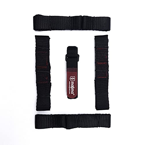 MAGMA 4 Cinchas de Amarre pequeñas | Correas con 2 gazas| 1000 Kgf/unidad | 45cm de Largo | 25mm de Ancho | EN-12195-2 | Negro | cincho para Moto | Soft Loops para Portabicicletas, Remolque, Quad, ATV