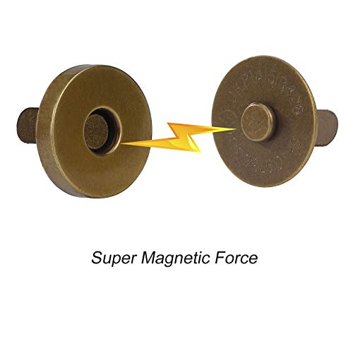 Magnético de Botón de Metal Coser Prendas de Metal Botones 20 Piezas para Coser, Manualidades, Ropa, Bolsos, Álbumes de Recortes - 14mm/ 18mm (Bronce Plateado)