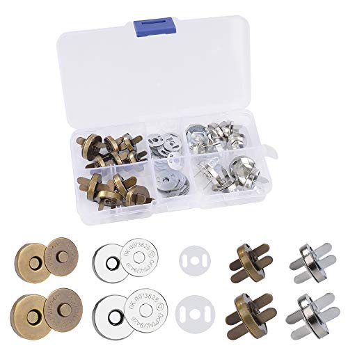 Magnético de Botón de Metal Coser Prendas de Metal Botones 20 Piezas para Coser, Manualidades, Ropa, Bolsos, Álbumes de Recortes - 14mm/ 18mm (Bronce Plateado)