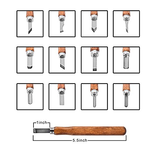 Maike Mall Juego de cinceles - Escultura de cinceles, cuchillo de trinchar hecho a mano para DIY mango de madera de herramientas Wax Carving 12 Pieces
