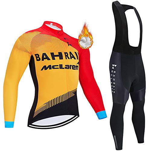 Maillot Bicicleta Hombre Maillot Ciclismo con Mangas Largas con Bolsillos como Camiseta Interior en Invierno