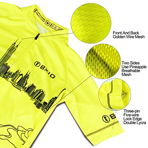 Maillot Ciclismo Hombre, Ropa Ciclismo y Culotte Ciclismo con Culotte Pantalones Acolchado 3D para Deportes al Aire Libre Ciclo Bicicleta, Amarillo, XXL