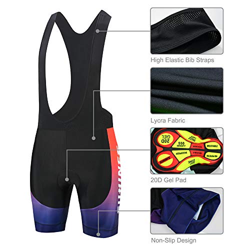 Maillot Ciclismo Hombre Verano, Ropa Ciclismo Manga Corta con Cremallera Completa y 3 Bolsillos Traseros y Culotte Ciclismo para MTB, Rojo, 3XL