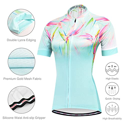 Maillot Ciclismo Mujer Verano, Transpirable y de Decado Rápido Ropa Ciclismo y culotescon Tira Reflectante y Bolsillos Traseros para MTB