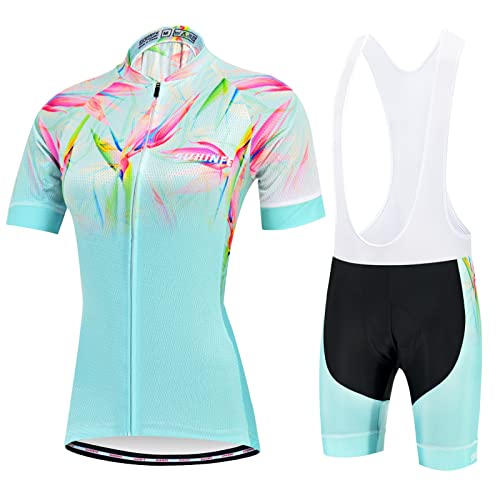 Maillot Ciclismo Mujer Verano, Transpirable y de Decado Rápido Ropa Ciclismo y culotescon Tira Reflectante y Bolsillos Traseros para MTB