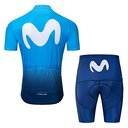 Maillots Ciclismo Hombre Manga Corta Transpirable Secado Rápido con 3D Acolchado Gel Culotes Pantalones Cortos Conjunto de Ropa Ciclismo