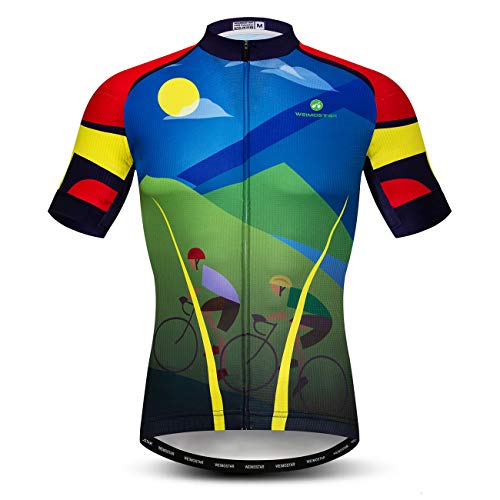 Maillots de ciclismo para hombre, de manga corta, transpirable, de secado rápido - verde - M pecho 94/102 cm