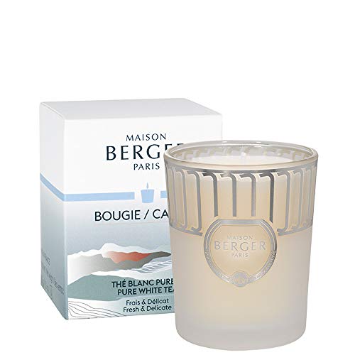 Maison Berger Paris – Vela perfumada blanca esmerilada – Colección Land – Perfume té blanco pureza