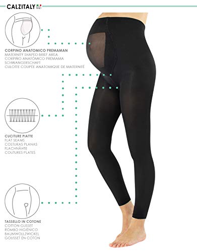 MALLAS INVERNALES PREMAMÁ | LEGGINGS PARA FUTURA MAMA | 100 DEN | NEGRO | S, M, L | CALCETERÍA ITALIANA | (L)