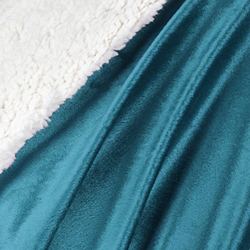 Manta de aspecto de piel de cordero Gräfenstayn® - Varios tamaños y colores - Manta para la sala de estar - Manta de microfibra de franela (Turquesa, 200x150 cm)