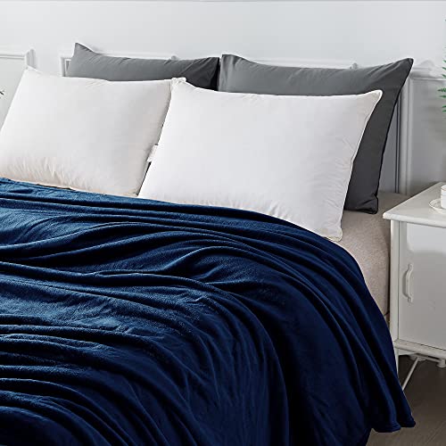 Mantas para Sofa Azul Oscuro 150 × 200 cm, RATEL Mantas para Cama de Franela Reversible, Mantas Ligeras de 100% Microfibra - Fácil De Limpiar - Extra Suave Cálido