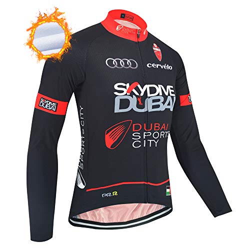 Mantener Cálido Maillot Ciclismo Invierno Manga Larga para Hombres,Ropa Bicicleta MTB Pro Team