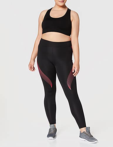 Marca Amazon - AURIQUE Bal181la18 - leggings deporte mujer Mujer, Negro (Black/love Potion), 42, Label:L