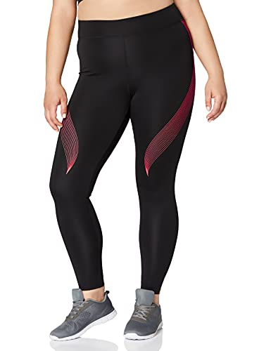 Marca Amazon - AURIQUE Bal181la18 - leggings deporte mujer Mujer, Negro (Black/love Potion), 42, Label:L