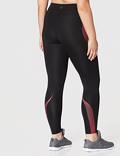 Marca Amazon - AURIQUE Bal181la18 - leggings deporte mujer Mujer, Negro (Black/love Potion), 42, Label:L