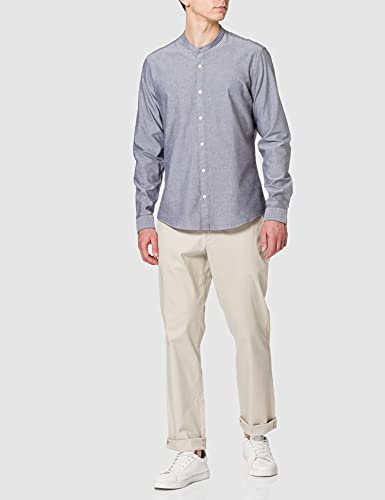 Marca Amazon - find. Grandad Cotton - Camisa Hombre, Gris (Grey), XXL, Label: XXL