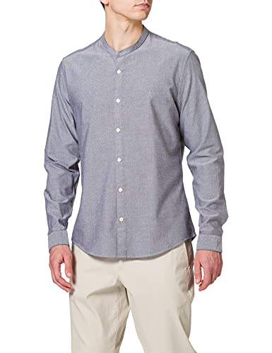 Marca Amazon - find. Grandad Cotton - Camisa Hombre, Gris (Grey), XXL, Label: XXL