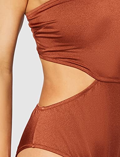 Marca Amazon - IRIS & LILLY Bañador con Aberturas Mujer, Rojo (Sumatra), XL, Label: XL