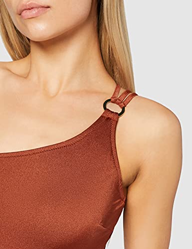 Marca Amazon - IRIS & LILLY Bañador con Aberturas Mujer, Rojo (Sumatra), XL, Label: XL