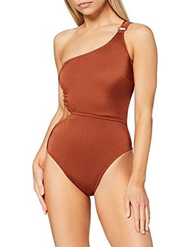 Marca Amazon - IRIS & LILLY Bañador con Aberturas Mujer, Rojo (Sumatra), XL, Label: XL