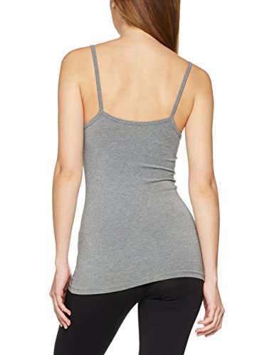 Marca Amazon - IRIS & LILLY Camiseta Interior Térmica Ligera de Tirantes para Mujer, Pack de 2, Multicolor (Grey Melange/navy), M, Label: M