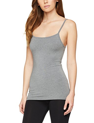 Marca Amazon - IRIS & LILLY Camiseta Interior Térmica Ligera de Tirantes para Mujer, Pack de 2, Multicolor (Grey Melange/navy), M, Label: M