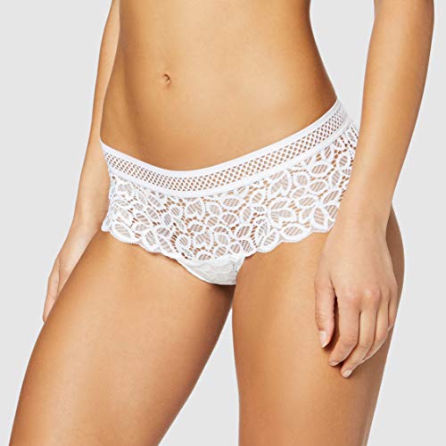 Marca Amazon - IRIS & LILLY Culotte de Crochet y Encaje Mujer, Pack de 2, Blanco (White), L, Label: L